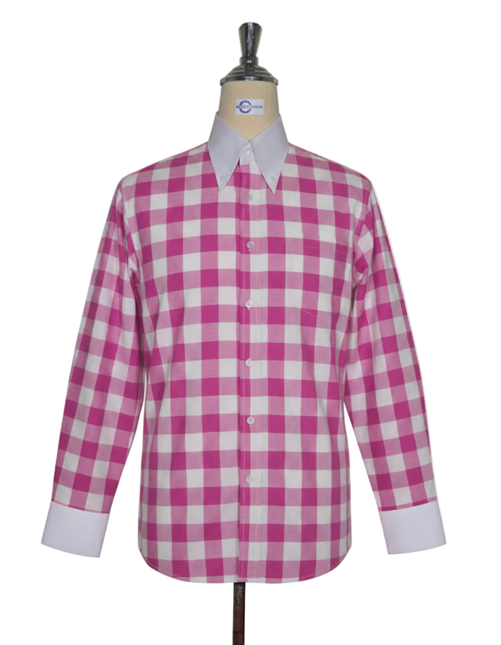 Pink Gingham Check Button-Down Collar Shirt