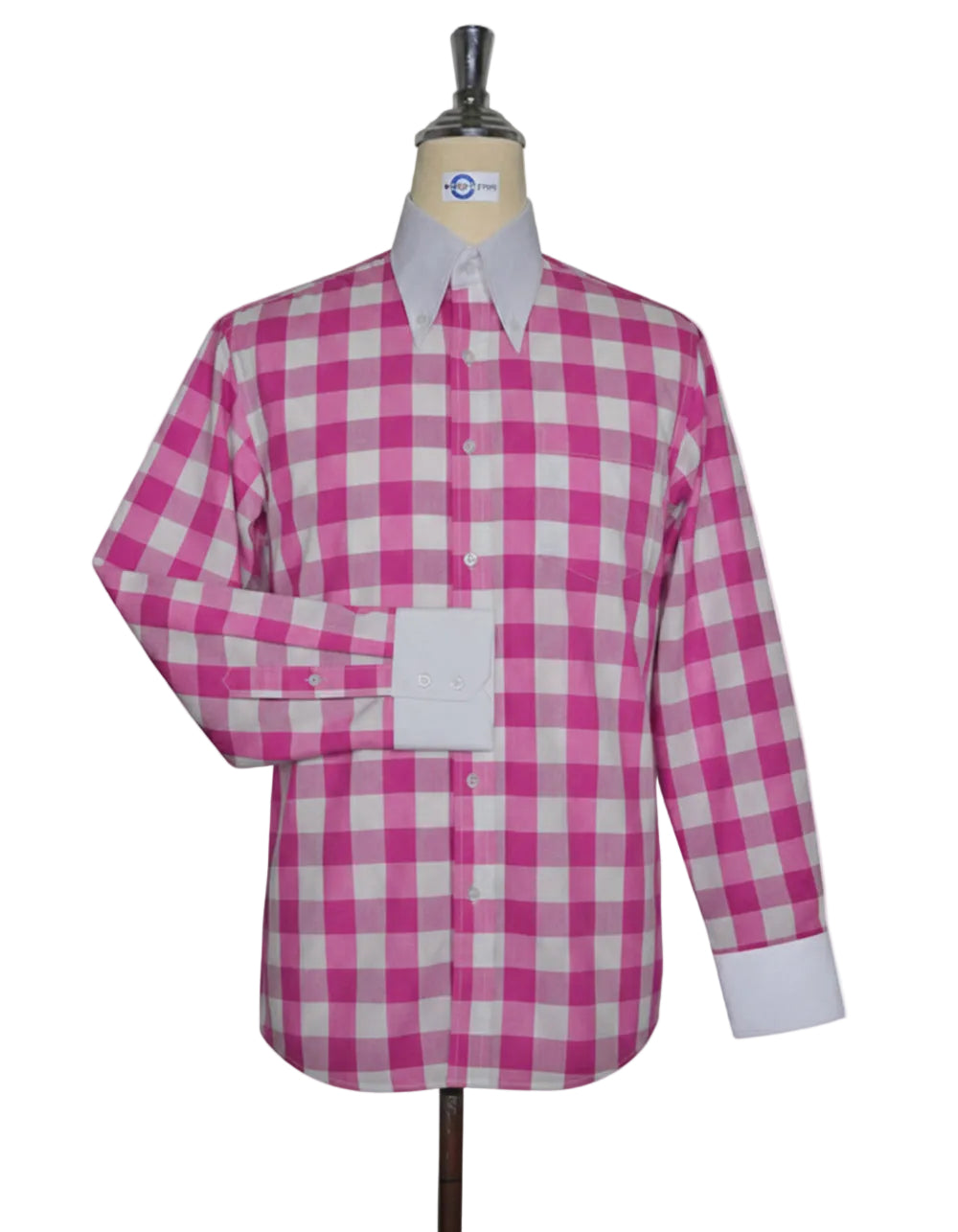 Pink Gingham Check Button-Down Collar Shirt
