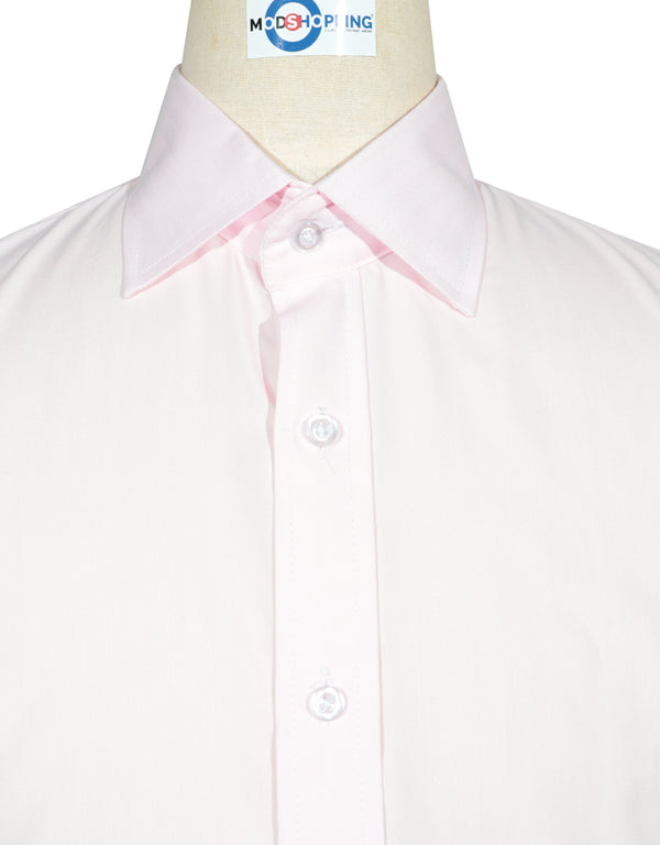 Spread Collar Shirt - Pink Herringbone Spread Collar Shirts