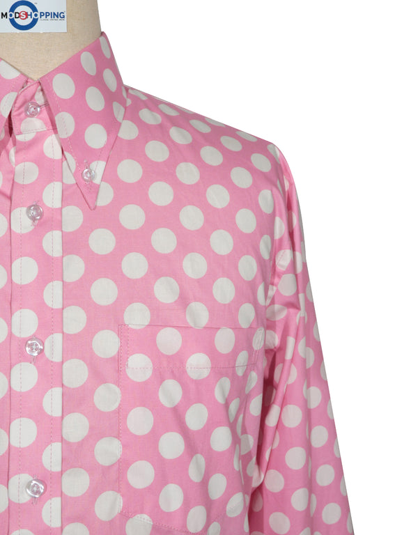 Polka Dot Shirt | Pink and White Polka Dot Shirt for Men