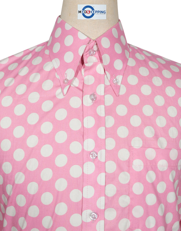 Polka Dot Shirt | Pink and White Polka Dot Shirt for Men