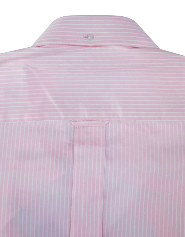 Button Down Collar Shirt - Pink Candy Stripe Shirt