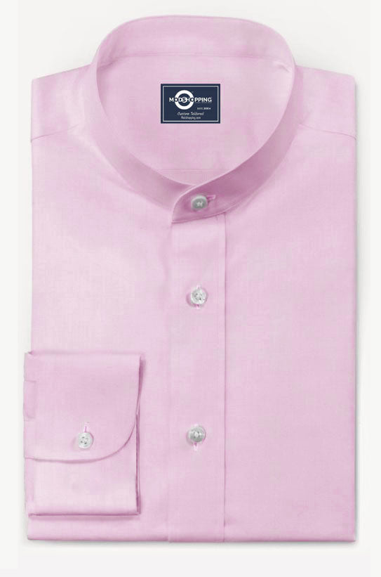 Mandarin Collar - Pink Mandarin Collar Shirt