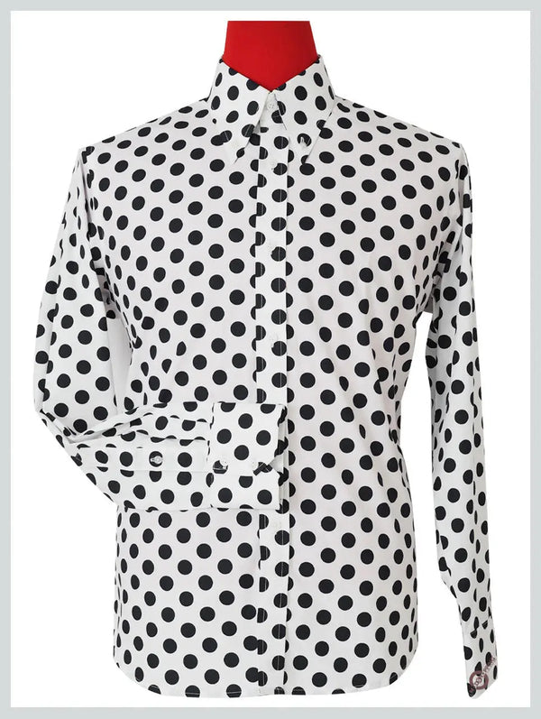 Polka Dot Shirt | Medium Dot Black Dot In White Shirt For Man Modshopping Clothing