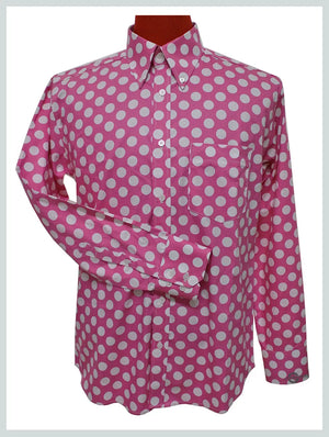 Polka Dot Shirt | Pink and White Polka Dot Shirt for Men Modshopping Clothing