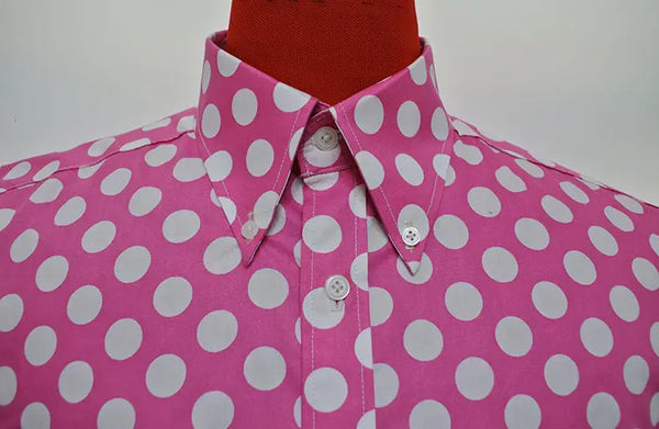 Polka Dot Shirt | Pink and White Polka Dot Shirt for Men Modshopping Clothing