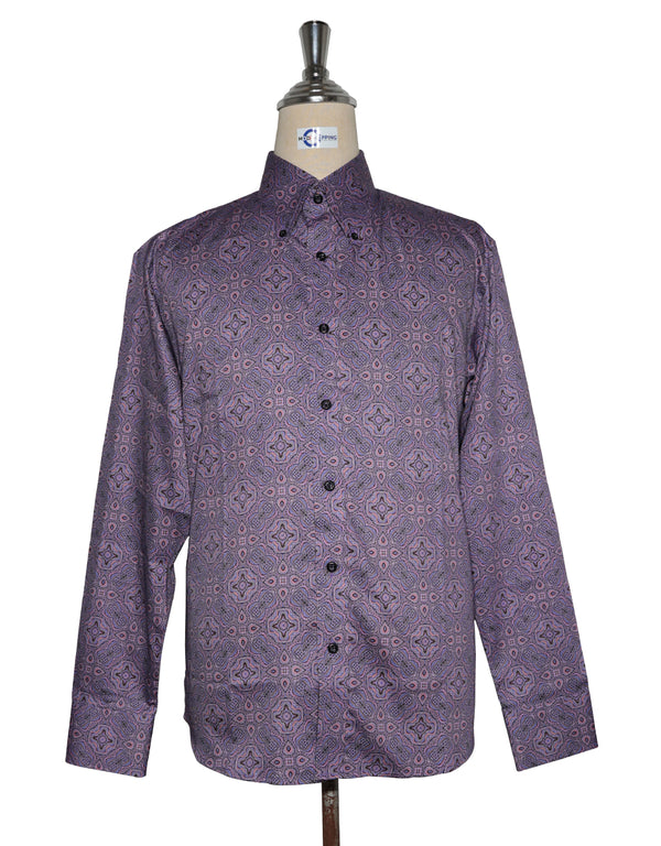 60s Style Purple Paisley Shirt