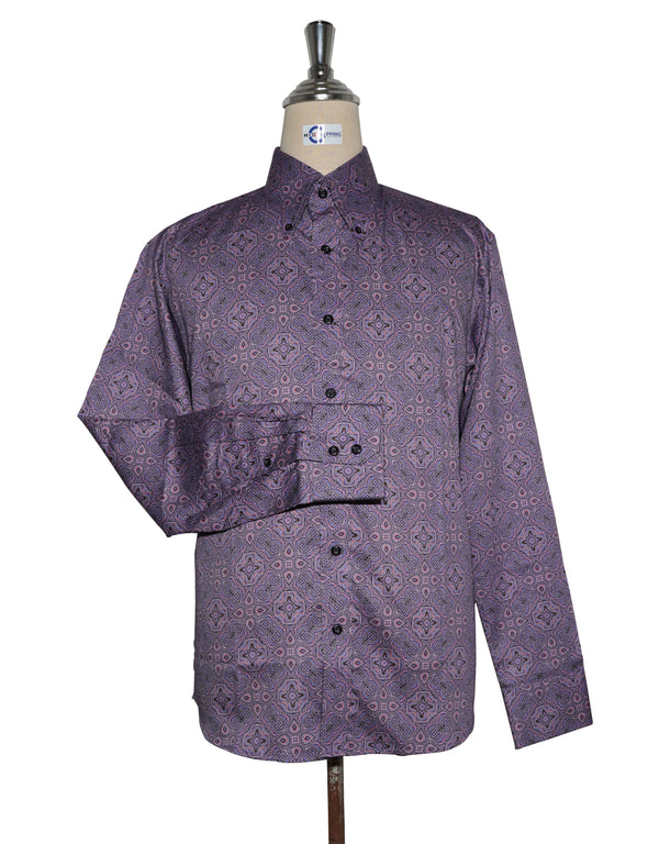 60s Style Purple Paisley Shirt