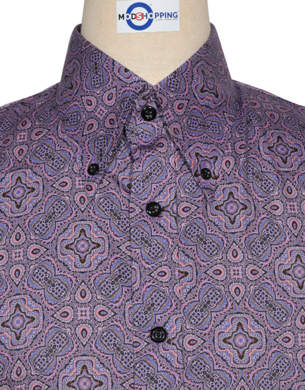 60s Style Purple Paisley Shirt