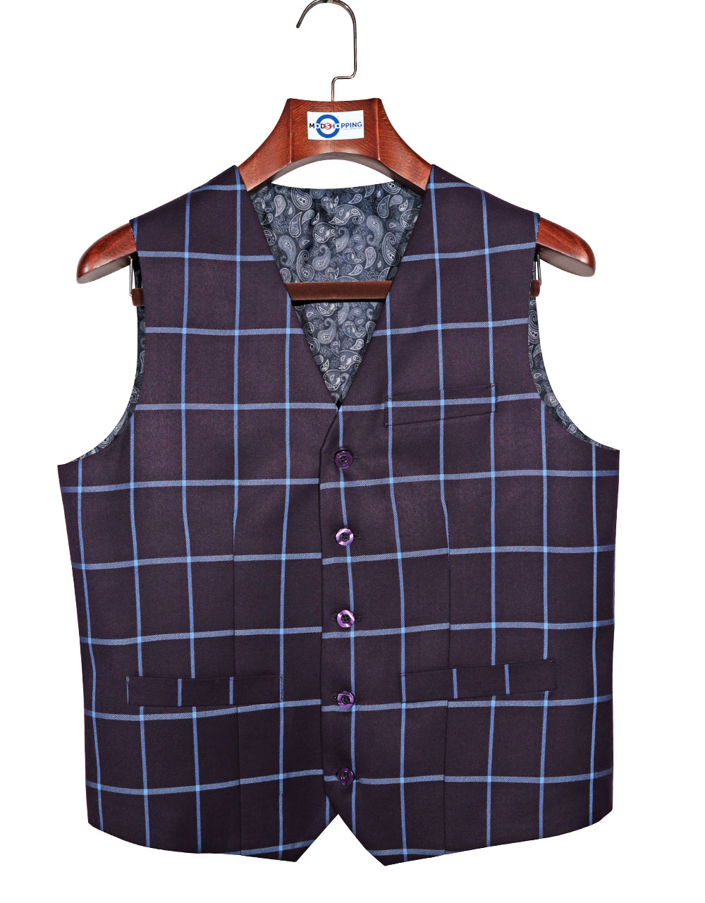 Purple Windowpane Check Suit