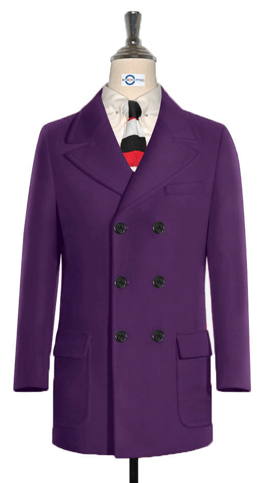  Purple Double Breasted Pea Coat