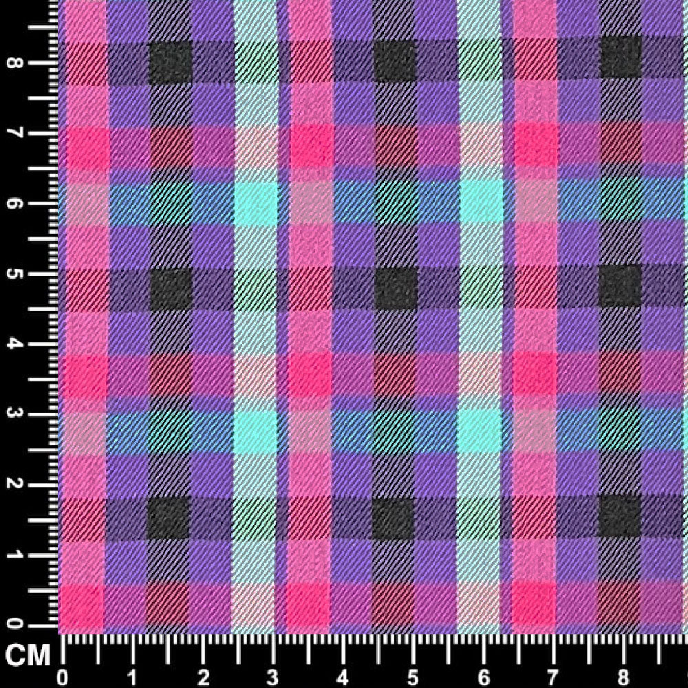 Purple, Magenta and Sky Blue Plaid Check Fabric Size 