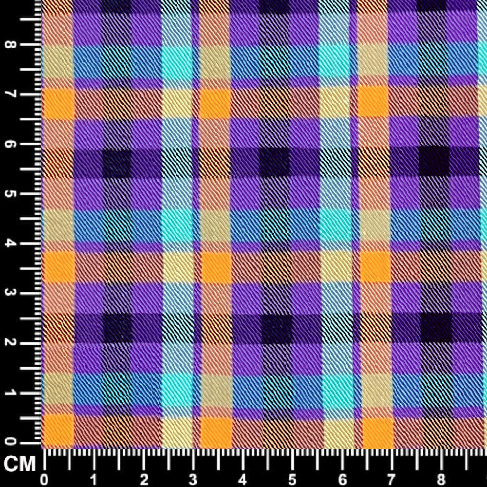 Purple, Orange and Sky Blue Plaid Check Fabric Size 