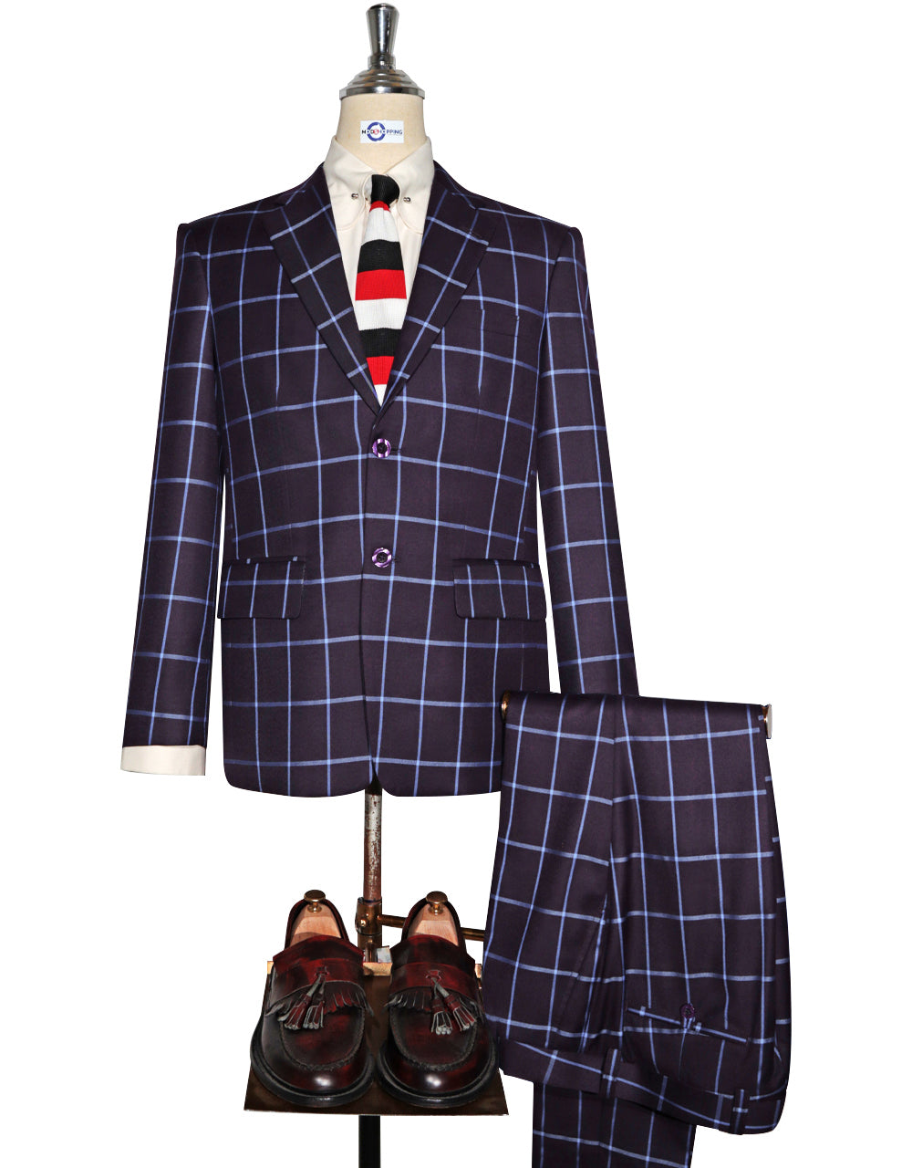 Purple Windowpane Check Suit
