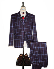 Purple Windowpane Check Suit