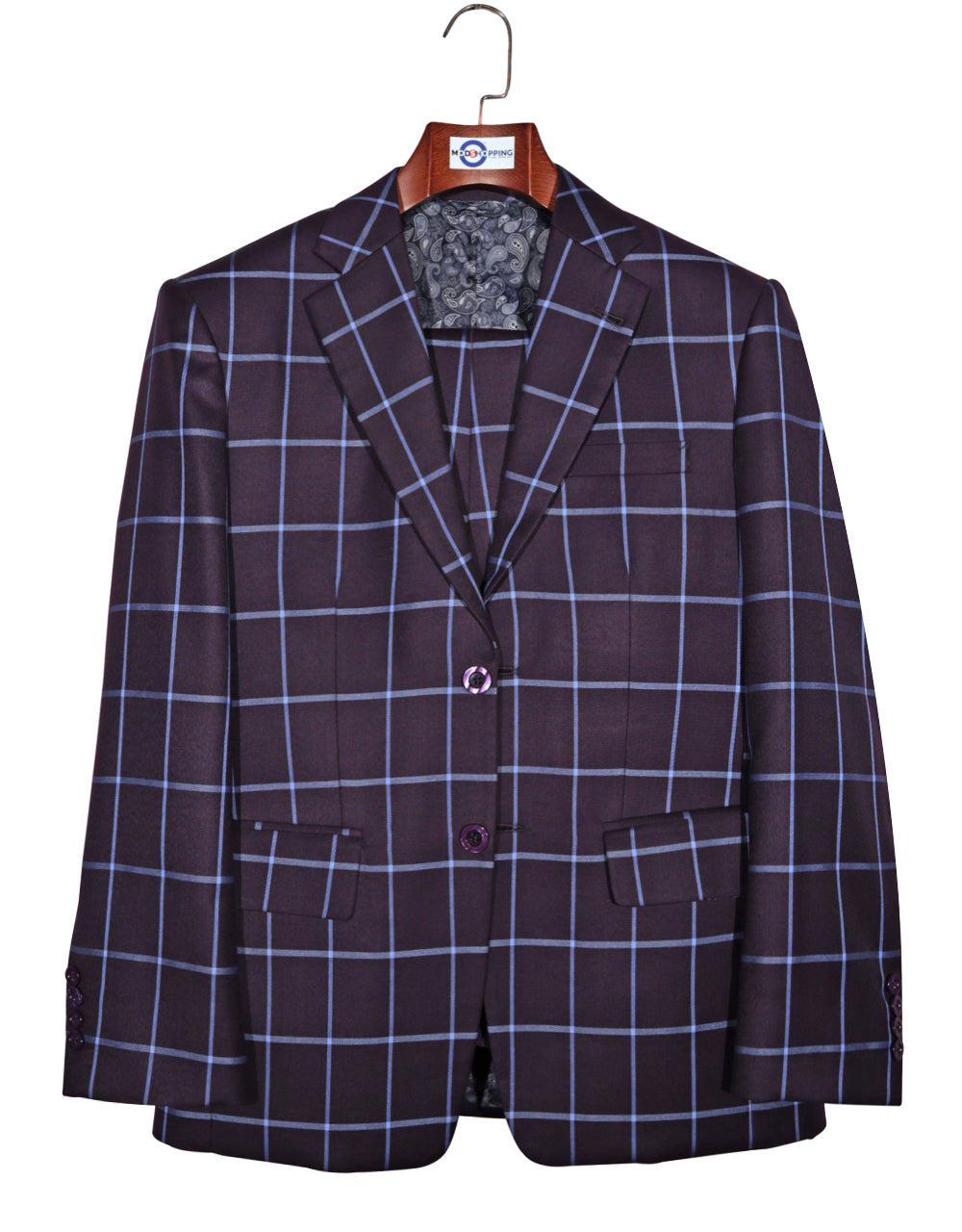 Purple Windowpane Check Suit