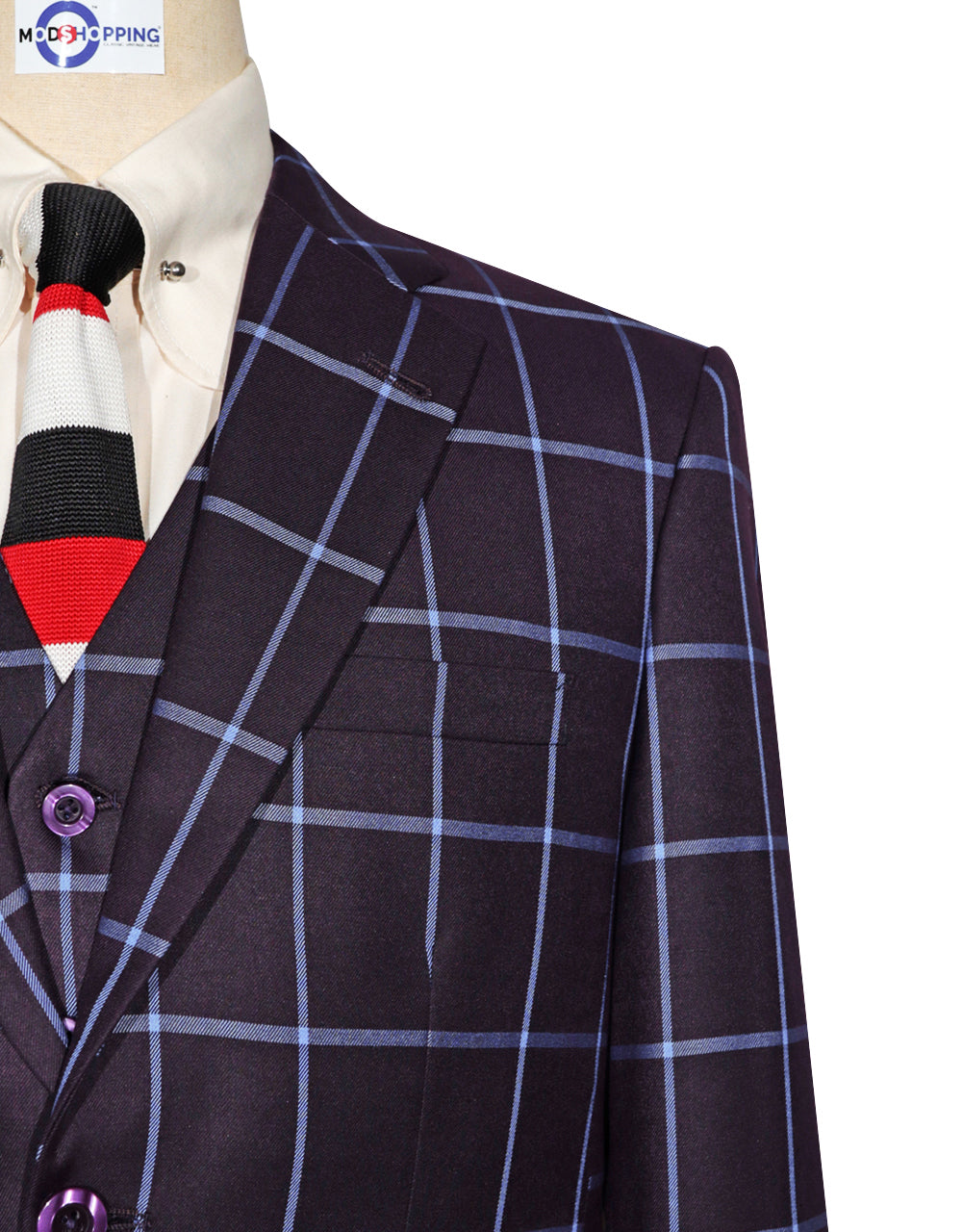 Purple Windowpane Check Suit