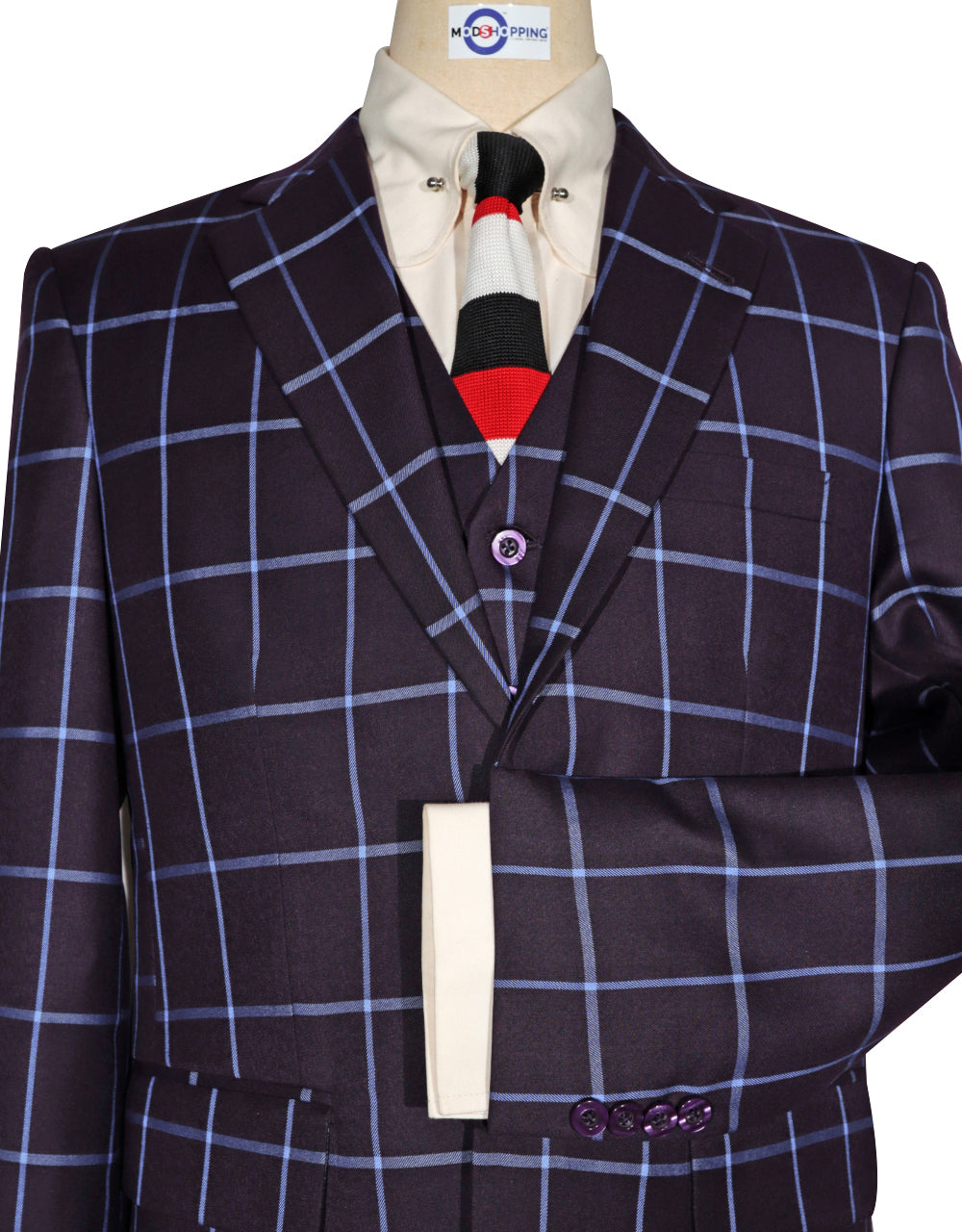 Purple Windowpane Check Suit