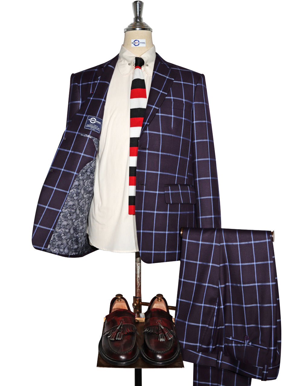 Purple Windowpane Check Suit