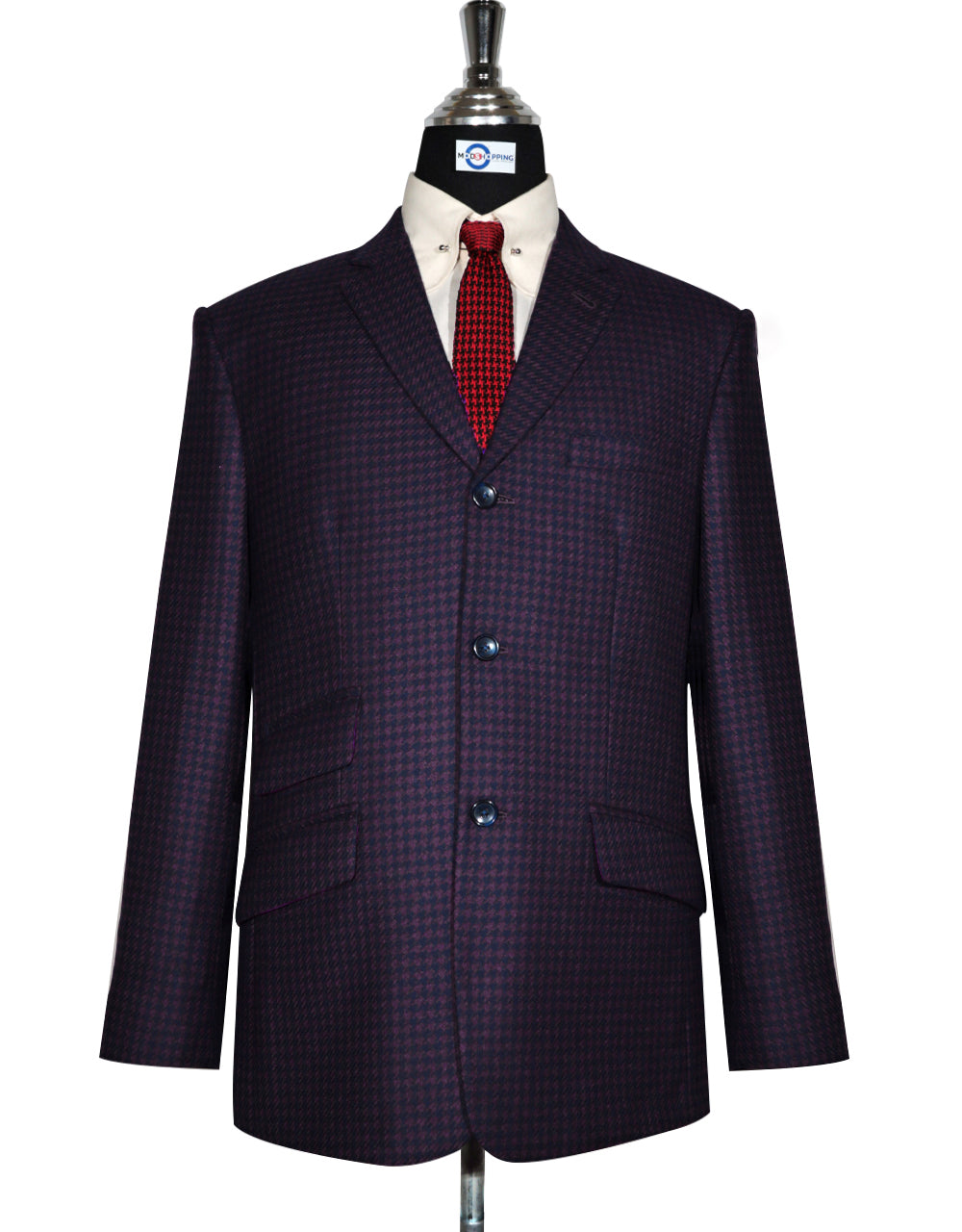 Purple and Navy Blue Large Houndstooth Jacket