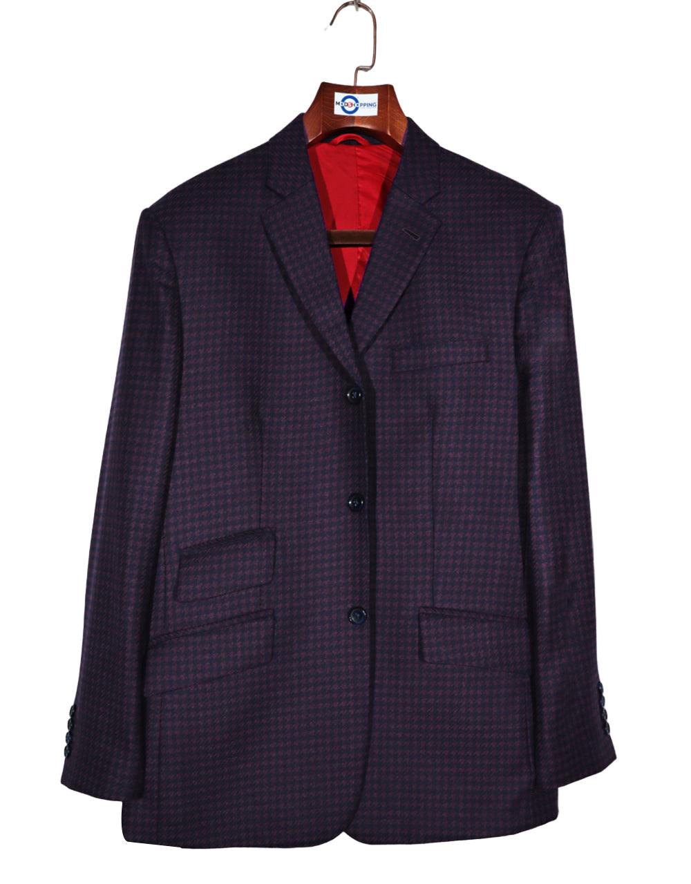 Purple and Navy Blue Large Houndstooth Jacket