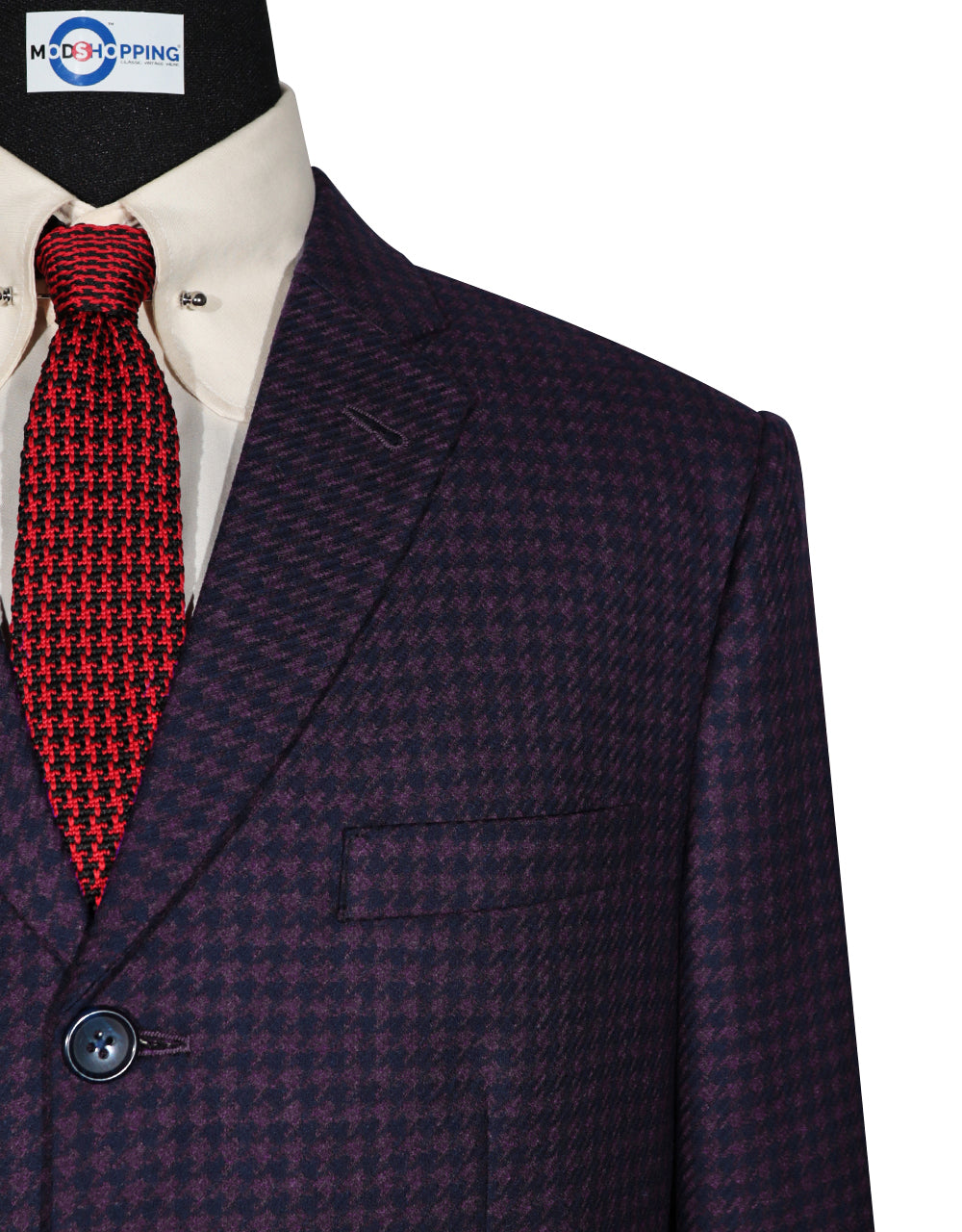 Purple and Navy Blue Large Houndstooth Jacket