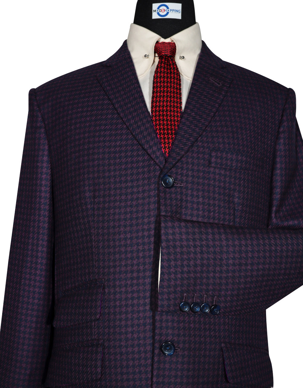 Purple and Navy Blue Large Houndstooth Jacket