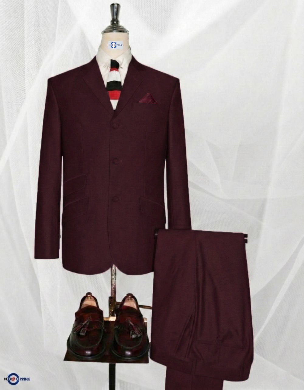 Maroon and Black Two-Tone Suit 