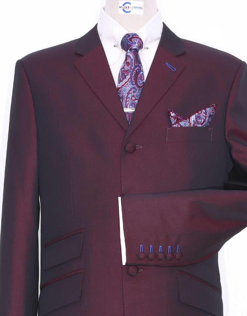Mod Suit – 60s Style Red & Black Two-Tone Suit