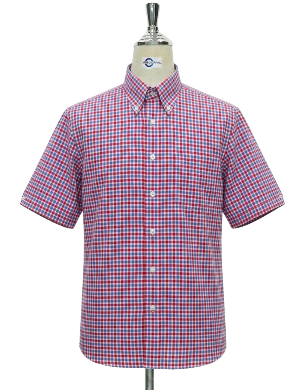 Red Blue Gingham Short Sleeve 