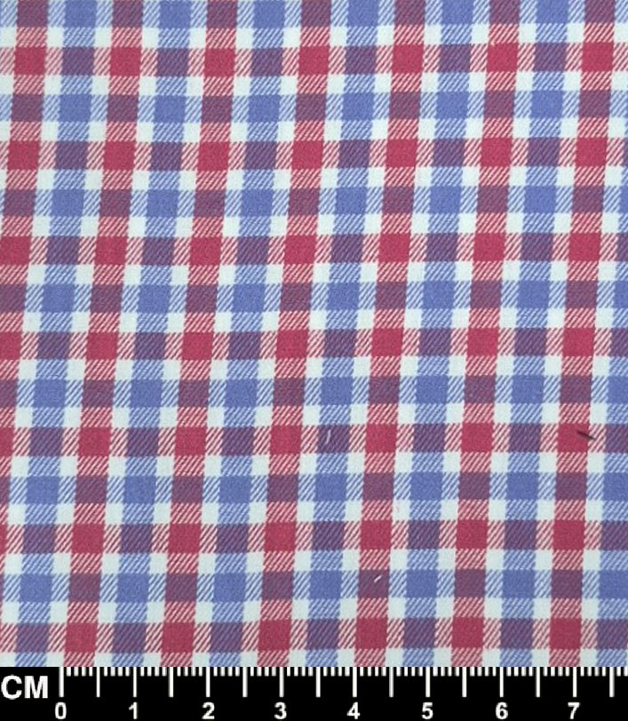 Red Blue Gingham Short Sleeve Fabric
