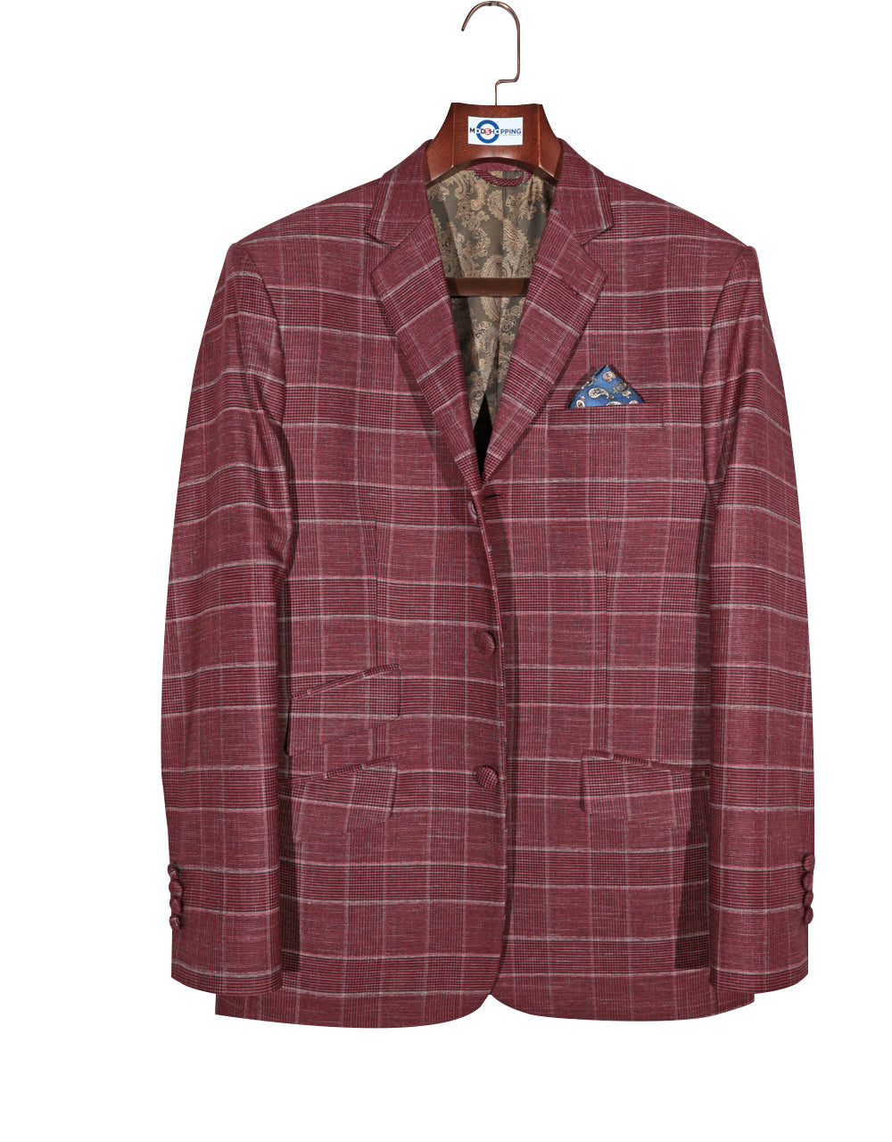 Red Prince of Wales Check Suit