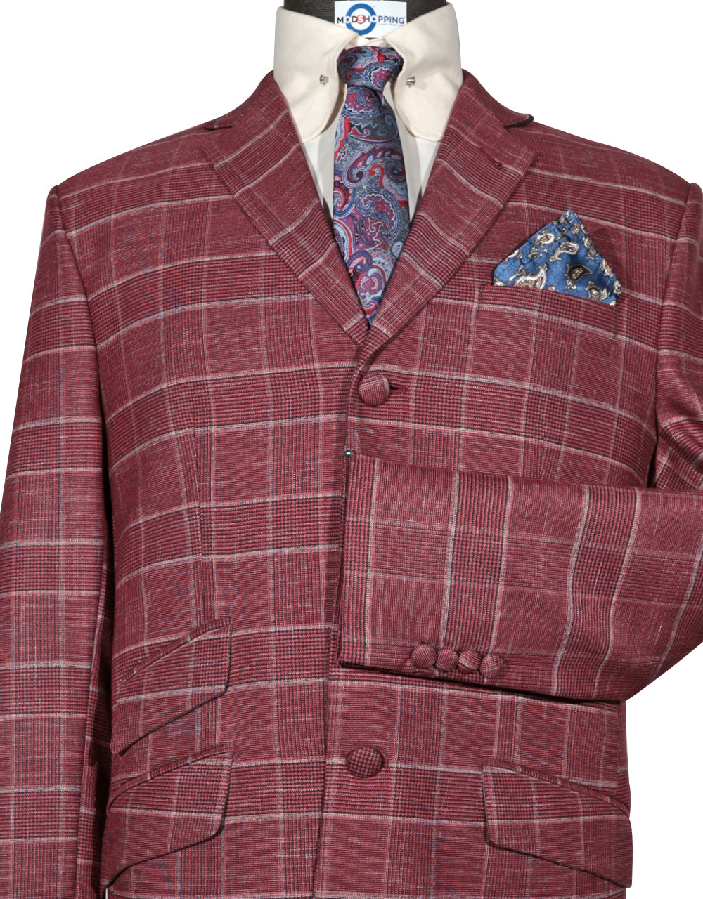 Red Prince of Wales Check Suit