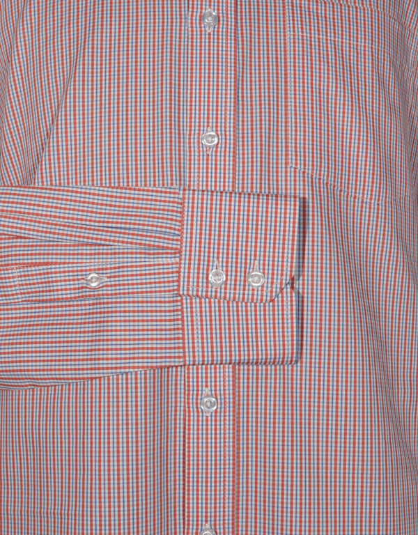 Button Down Shirt -  Red and Blue Gingham Check Shirt