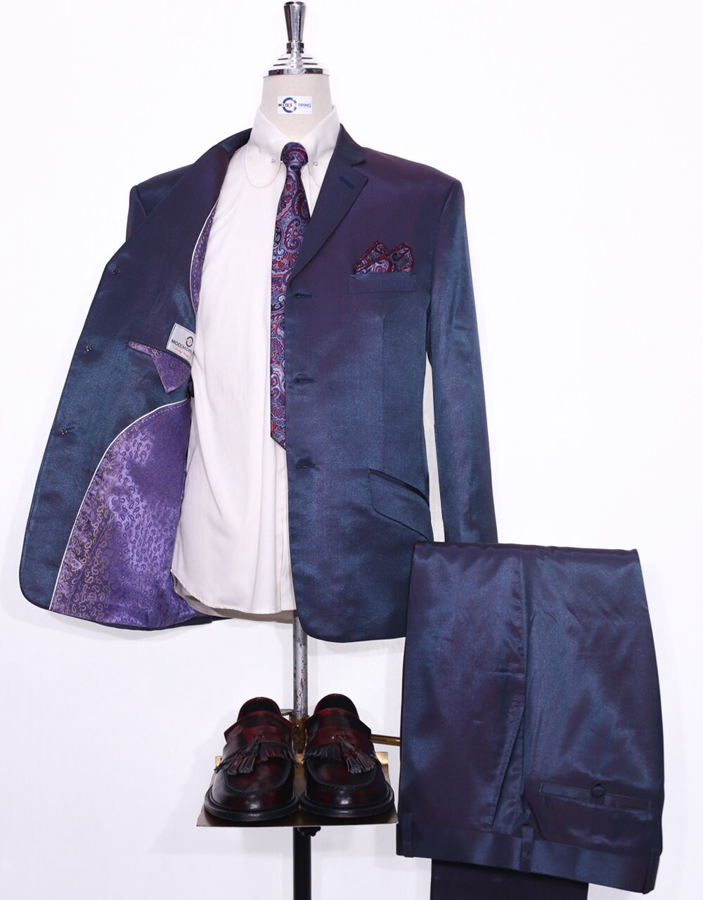 Red and Blue Two Tone Suit Lining