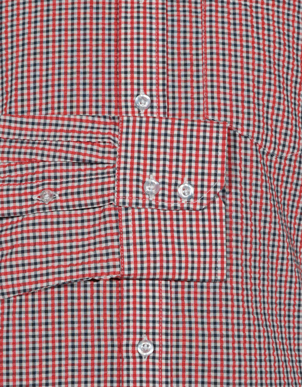 Seerscker Shirt -  Red and Black Gingham Check Shirt