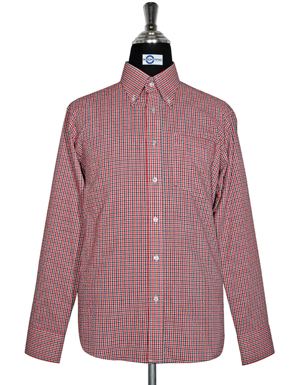 Seerscker Shirt -  Red and Black Gingham Check Shirt