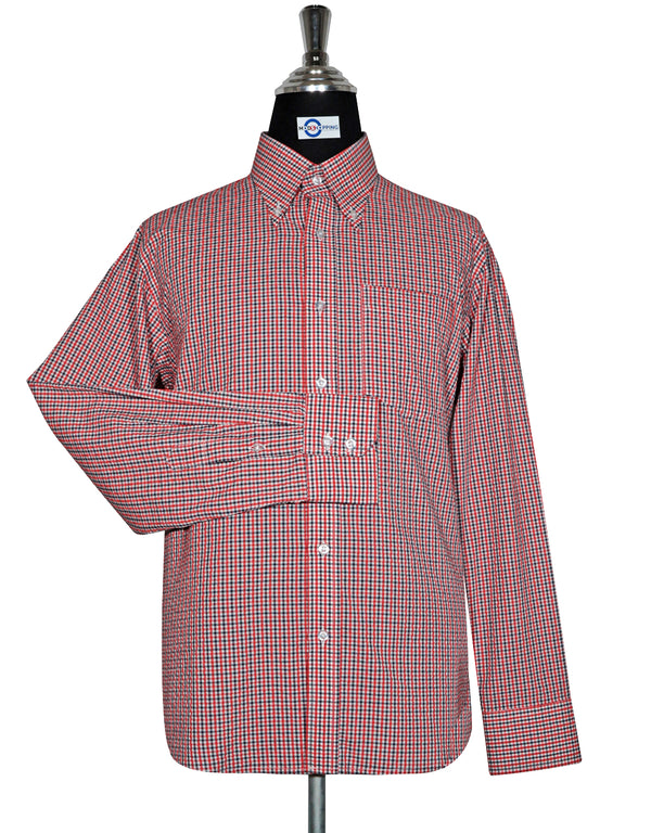 Seerscker Shirt -  Red and Black Gingham Check Shirt