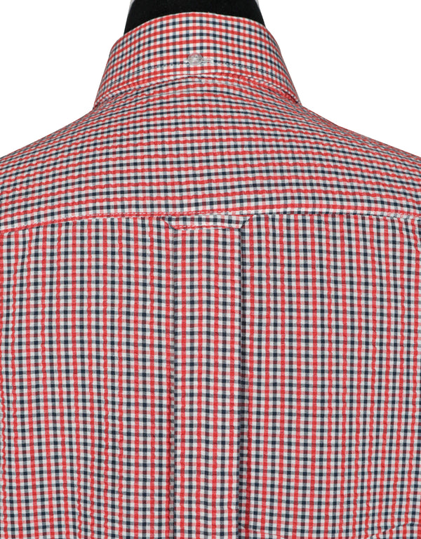 Seerscker Shirt -  Red and Black Gingham Check Shirt