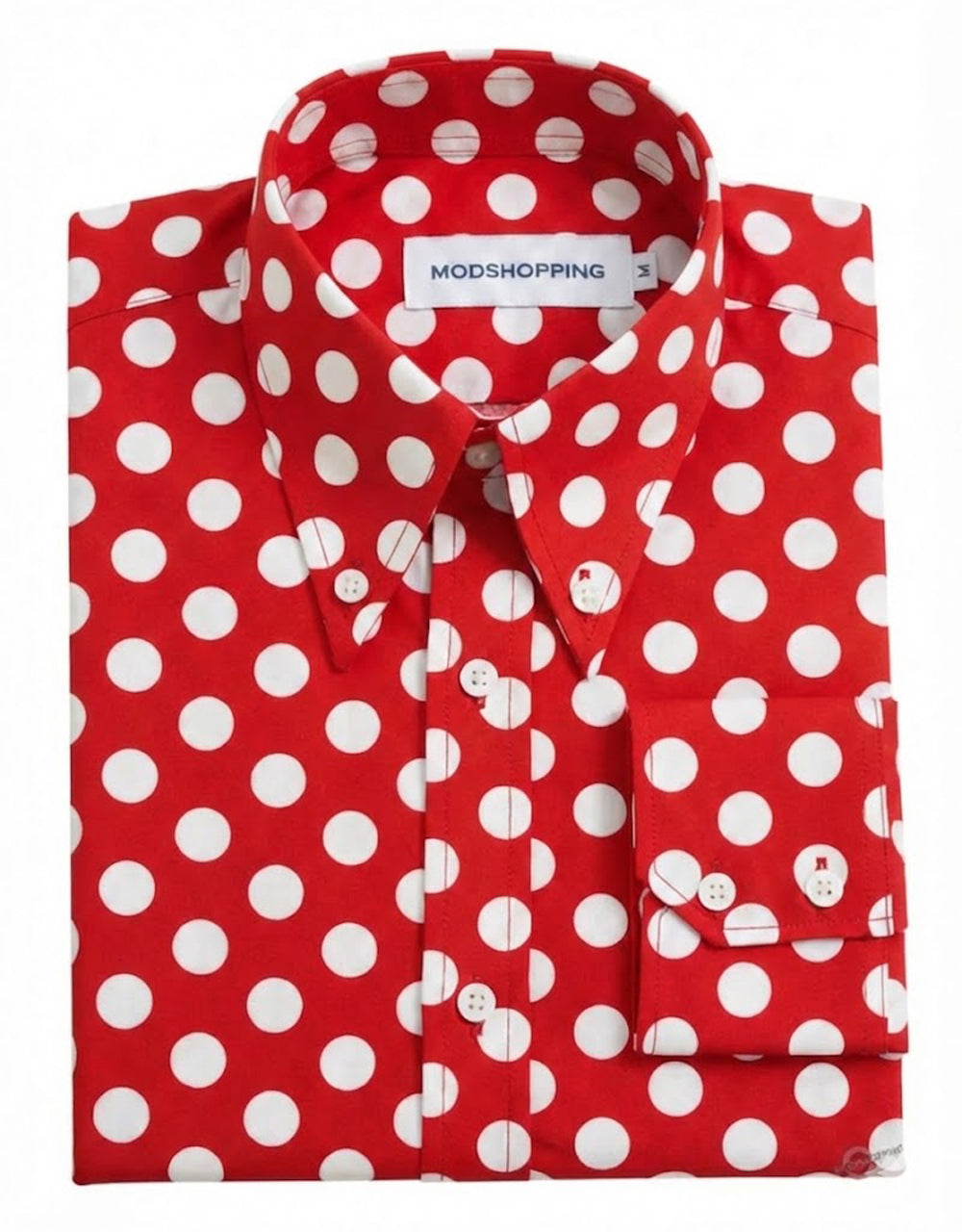 Red and White Medium Polka Dot Shirt