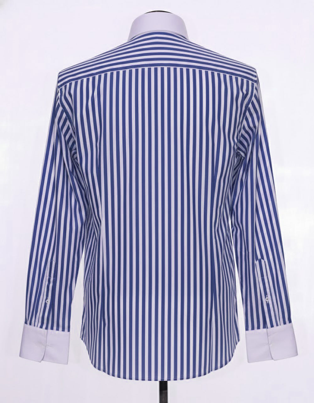 Royal Blue & White Striped Penny Pin Collar Shirt