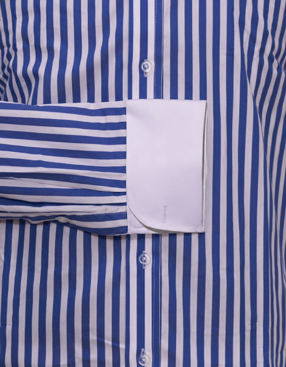 Royal Blue & White Striped Penny Pin Collar Shirt