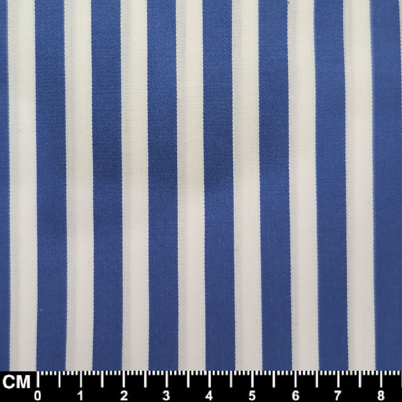 Classic Mod Royal Blue & White Striped Penny Pin Collar Shirt