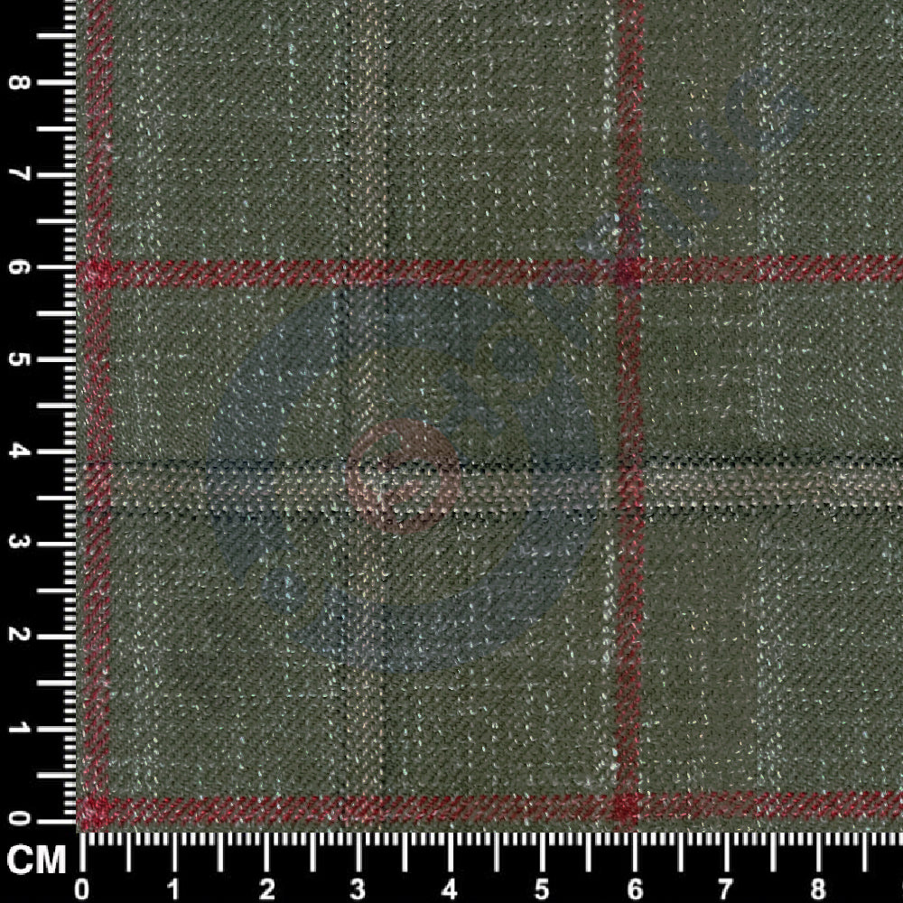 Sage Green & Rust Red Windowpane Check