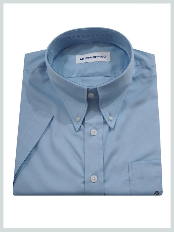 Short Sleeve Shirt | 60S Mod Style  Sky Color  Shirt For Man Modshopping Clothing