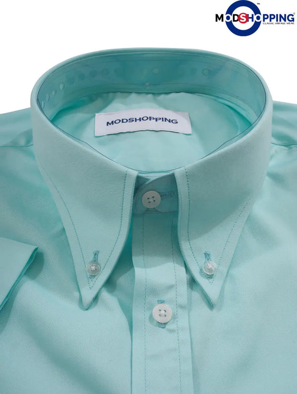 Short Sleeve Shirt | 60S Mod Style Sea Green Color Shirt For Man Modshopping Clothing
