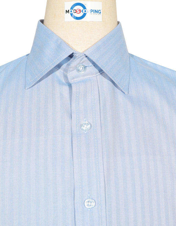 Spread Collar Shirt - Purple Herringbone Spread Collar Shirts