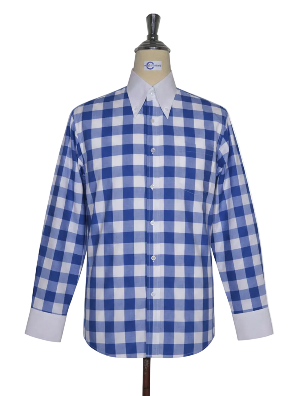 Blue Gingham Button-Down Dress Shirt