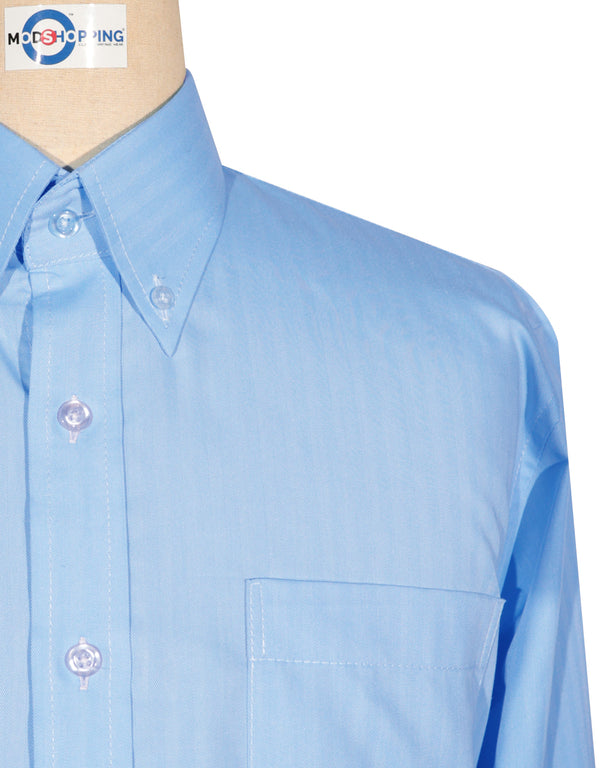 Button Down Shirt -  Dark Blue  Herringbone Shirt