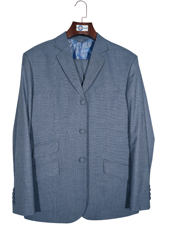 Mod Suit - Sky Blue Small Houndstooth Suit